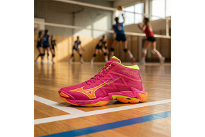 Scarpe volley Mizuno Wave Lightning Elite Mid tomaia Reno Woven e piastra Wave allungata