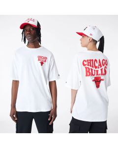 New Era T-Shirt Oversize Chicago Bulls NBA Script Bianca