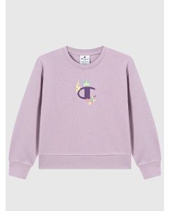Champion Felpa girocollo con stampa Lilla da Bambina