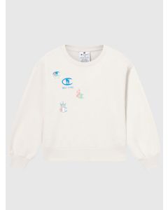 Champion Felpa girocollo con stampa Panna da Bambina