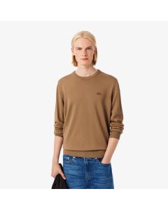 Lacoste Pullover da Uomo in lana Merino con Collo Rotondo Beige-DPC da Uomo