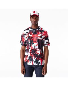 New Era T-Shirt Chicago Bulls NBA Palm Tree Mesh Rossa