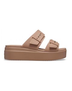 Crocs Brooklyn Sandal Buckle Low Wedge Latte da Donna