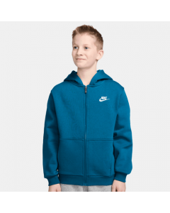Nike Sportswear Club Fleece Felpa Con Cappuccio Full Zip Green Abyss/White da Ragazzi