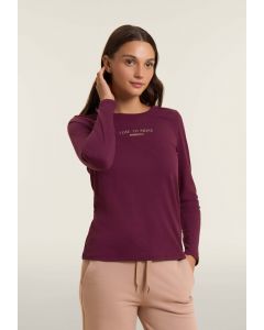 Freddy T-Shirt manica lunga con banda logata sulle spalle Bordeaux da Donna