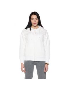 Leone Felpa Pearl con cappuccio e zip Off White da Donna