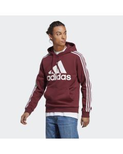 Adidas Felpa Essential Fleece 3Stripes Logo Shadow Red da Uomo