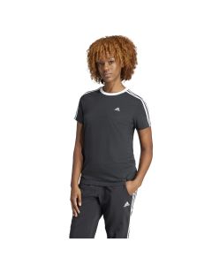 Adidas T-Shirt Essential 3Stripes Black/White da Donna