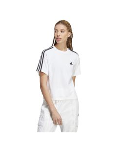Adidas T-Shirt Essential 3Stripes White/Black da Donna