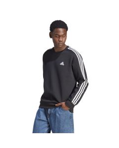 Adidas Essentials Fleece 3-Stripes Sweatshirt Black da Uomo