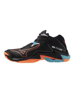 Mizuno Wave Lightning Z8 Mid Black/Neon Flame/Peacock Blue da Uomo