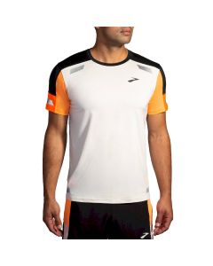 Brooks Run Visible Short Sleeve 2.0 Ecru/Fluoro Flash/Black for Men
