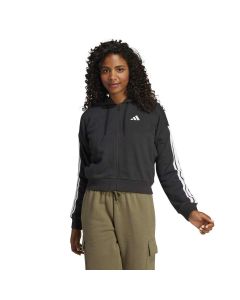 Adidas Felpa con cappuccio Essentials 3-Stripes French Terry Full-Zip Black da Donna