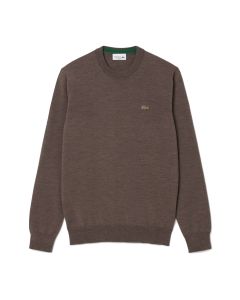 Lacoste Pullover da Uomo in lana Merino con Collo Rotondo Fango-ZBC da Uomo