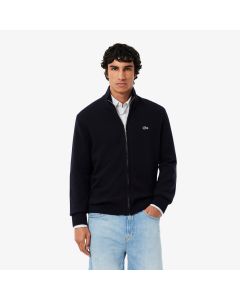 Lacoste Maglione con Zip in Lana Cardata Blu Navy-166 da Uomo