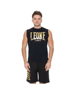 Leone Canotta Gold Big Logo Black da Uomo