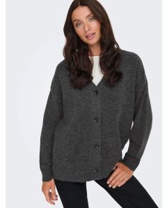 Only Cardigan Onlhouston ls scollo a V Dark Grey Melange da Donna