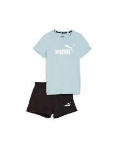 Puma Completo T-Shirt e Short con Logo Turquise Surf da Bambina