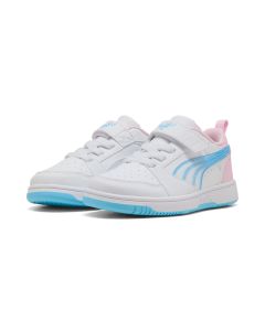 Puma Rebound V6 Lo Jelly Heaven AC+PS White/Vibrant Blue/Pink Shimmer da Bambina