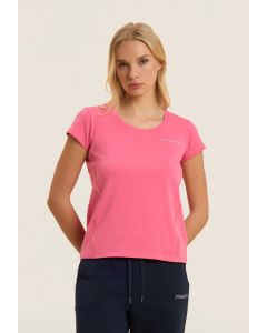 Freddy T-Shirt mit Logo und elastischen Einsätzen Pink Lemonade für Damen