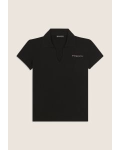 Freddy Polo manica corta con scollo a V Nera da Donna