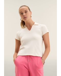 Freddy Polo manica corta con scollo a V Whitecup Grey da Donna