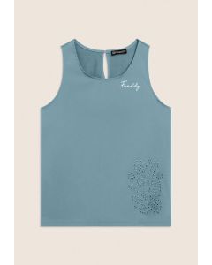 Freddy Canotta svasata con ricamo floreale Azzurra da Donna