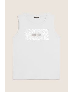 Freddy Tanktop mit animalischem Muster Weiß für Damen