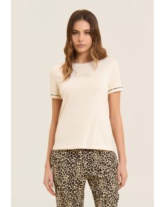 Freddy T-Shirt con inserto crinkle sul retro WhiteCup Grey da Donna