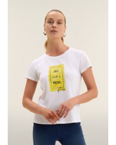 Freddy T-Shirt con stampa Floreale Bianco/Giallo da Donna