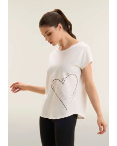 Freddy T-Shirt Reversibile con cuori Bianca da Donna