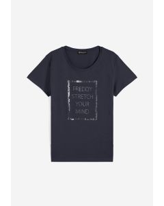Freddy T-Shirt in Jersey con slogan in strass Blu Navy da Donna