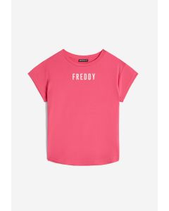 Freddy T-Shirt in jersey con logo satin Rosa da Donna