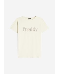 Freddy T-Shirt in jersey modal con logo in strass Tofu da Donna