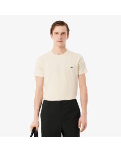 Lacoste T-Shirt a Girocollo in Cotone Pima Beige-056 da Uomo