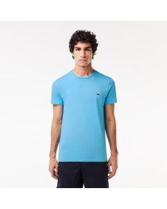 Lacoste T-shirt a Girocollo in Cotone Pima Azzurro