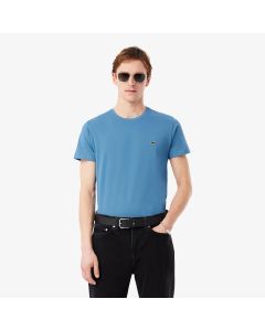 Lacoste T-Shirt a Girocollo in Cotone Pima Bleu-JBK da Uomo