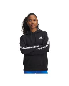 Under Armour Felpa con cappuccio Icon Fleece Taped Black/White da Donna