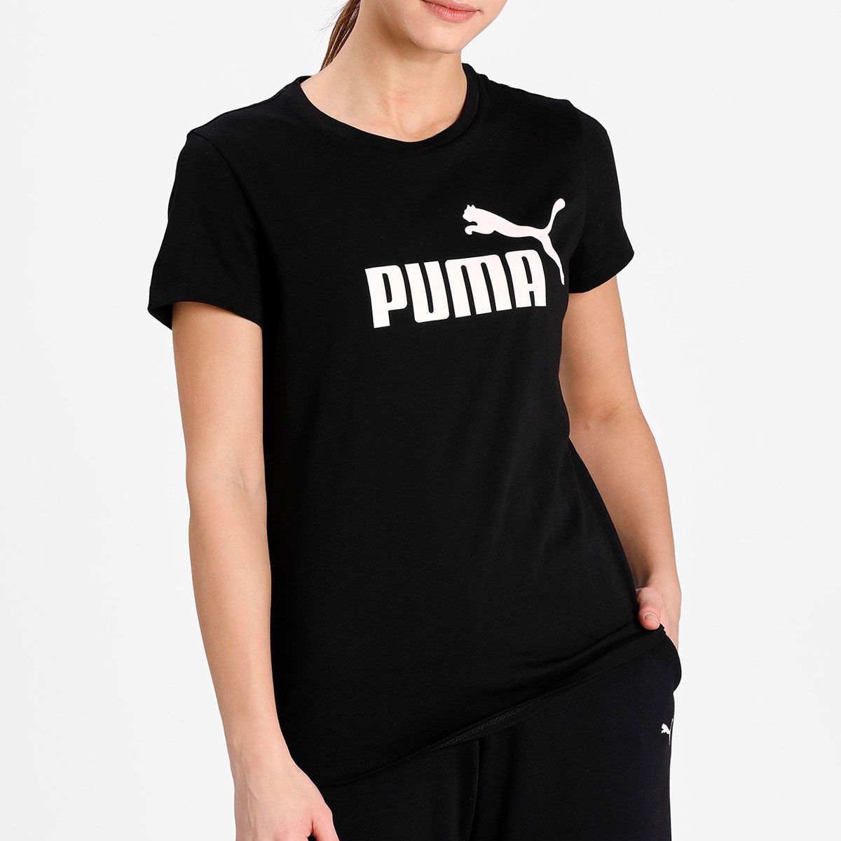 Puma Women's Essentials Logo Black T-Shirts
