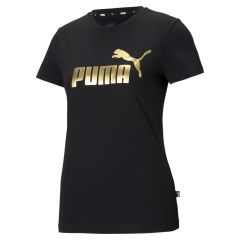 Puma Ess+ Metallic Logo Tee Nera Donna