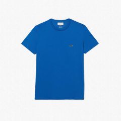 Lacoste T-shirt a Girocollo in Cotone Pima Blu/Azzurro