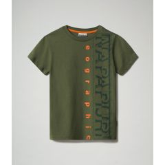 Napapijri T-shirt Sadyr Logo Green Cypress da Bambino