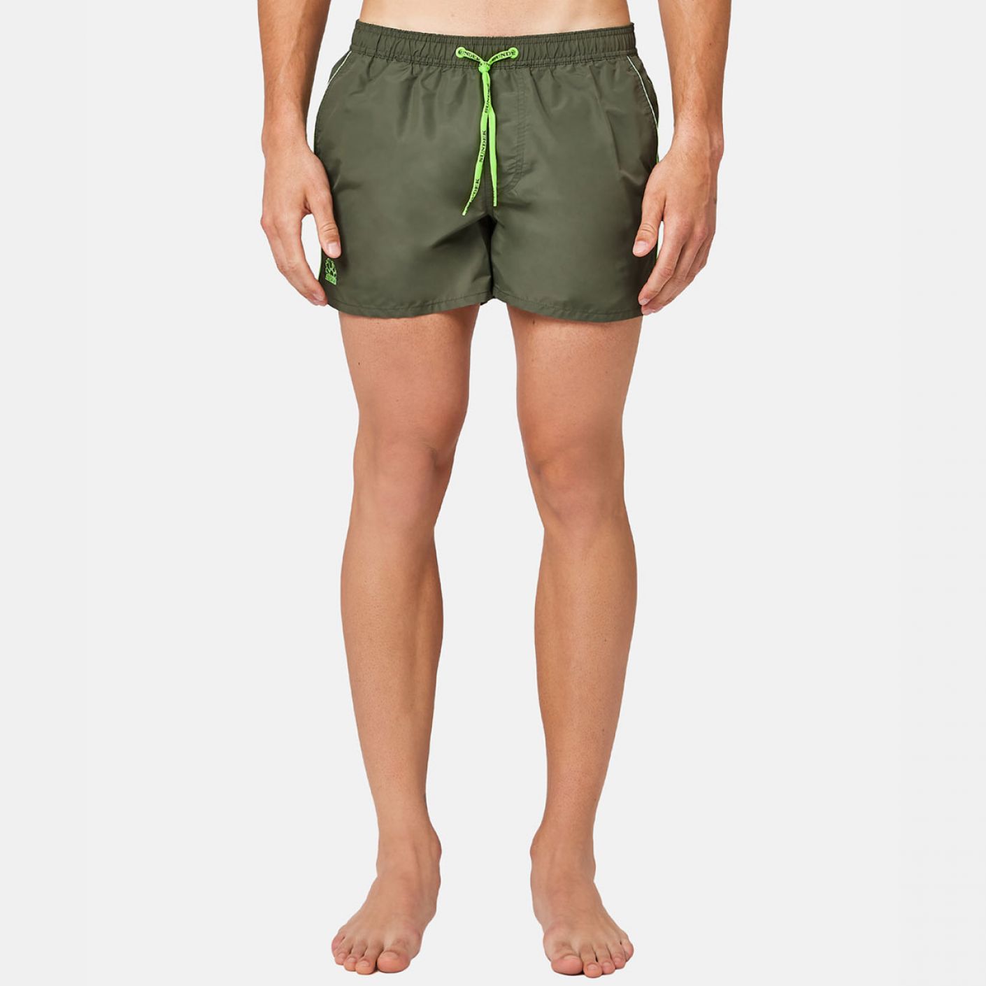Sundek Men's Green Short Elastic Waist Swimsuit