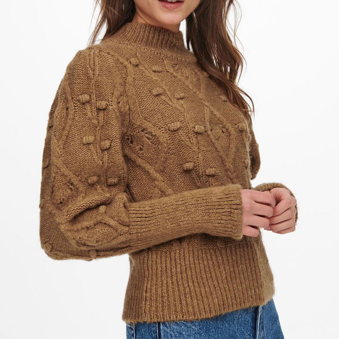 Only Onlpoppy Pullover Turtleneck Brown-Lion