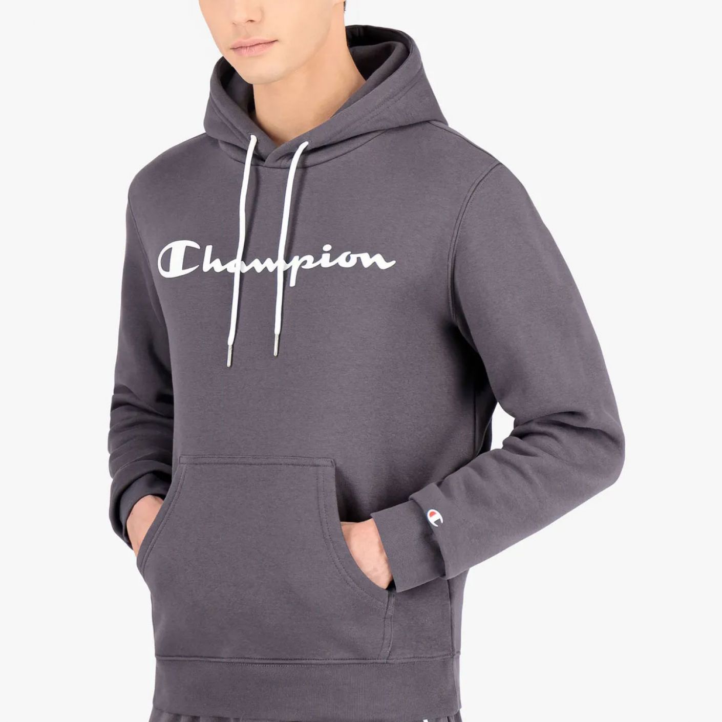 Champion Felpa con Cappuccio in Cotone Grigio Scuro