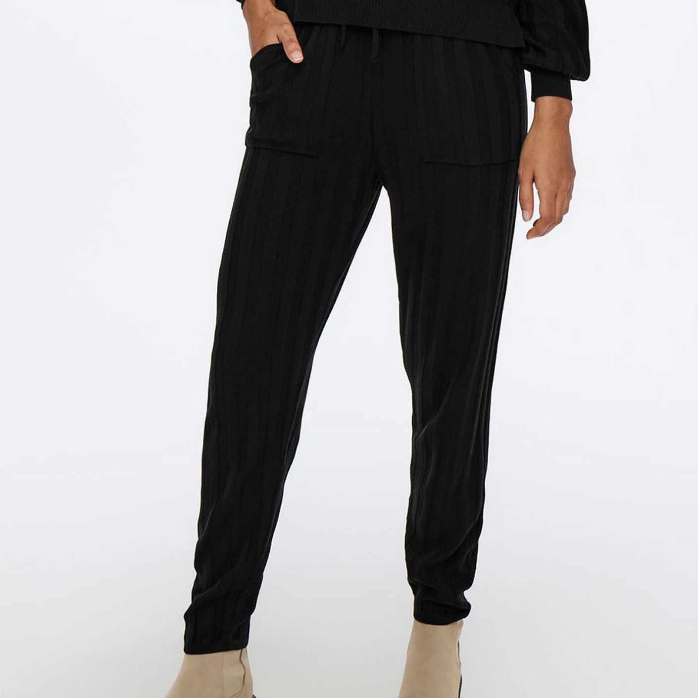 Only Onlnew Loose Knitted Pants Black