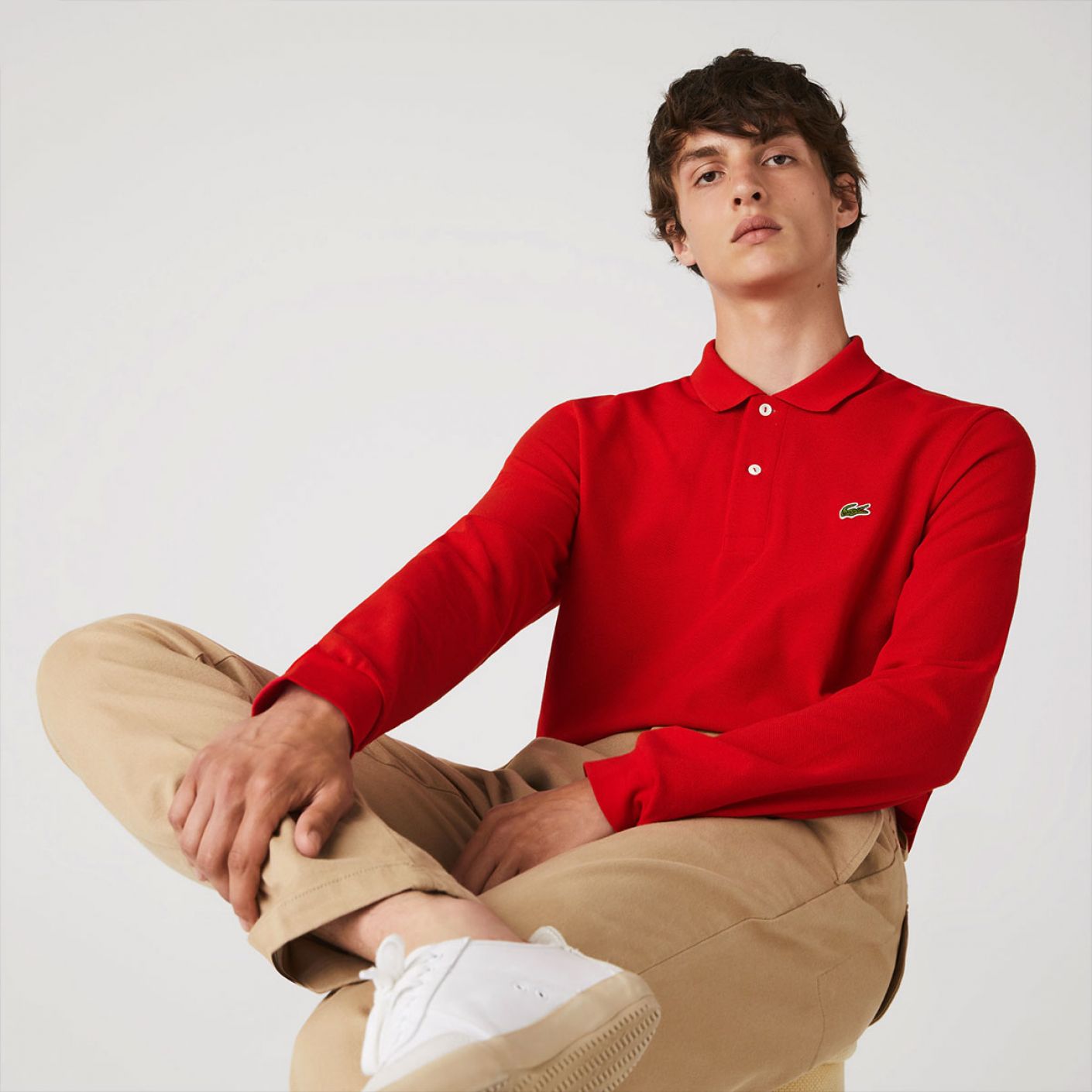 Lacoste Langarm-Polo 1312 Rot