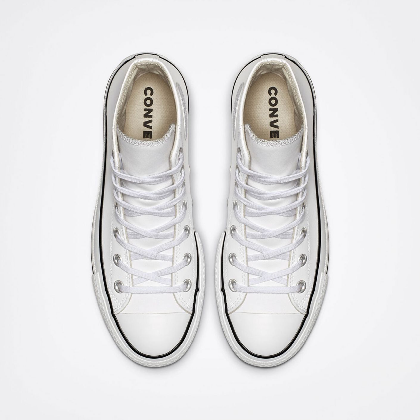 Converse Chuck Taylor All Star Lift in Pelle Bianca