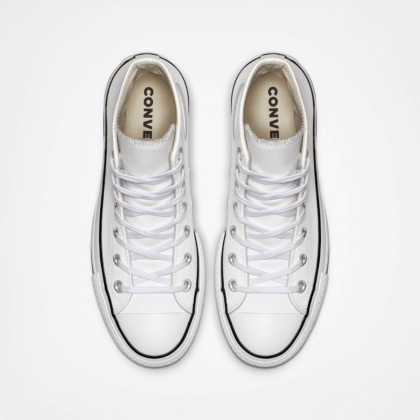 Converse Chuck Taylor All Star Lift Platform in Pelle Bianca