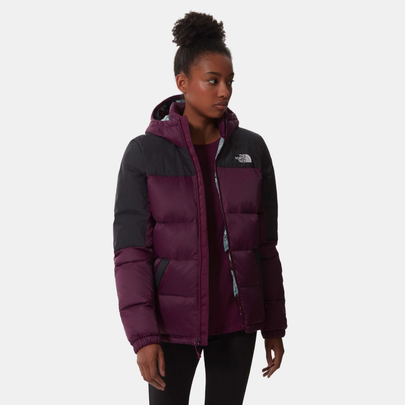 The North Face Women's Diablo Pamplona Purple Hooded Down Jacket